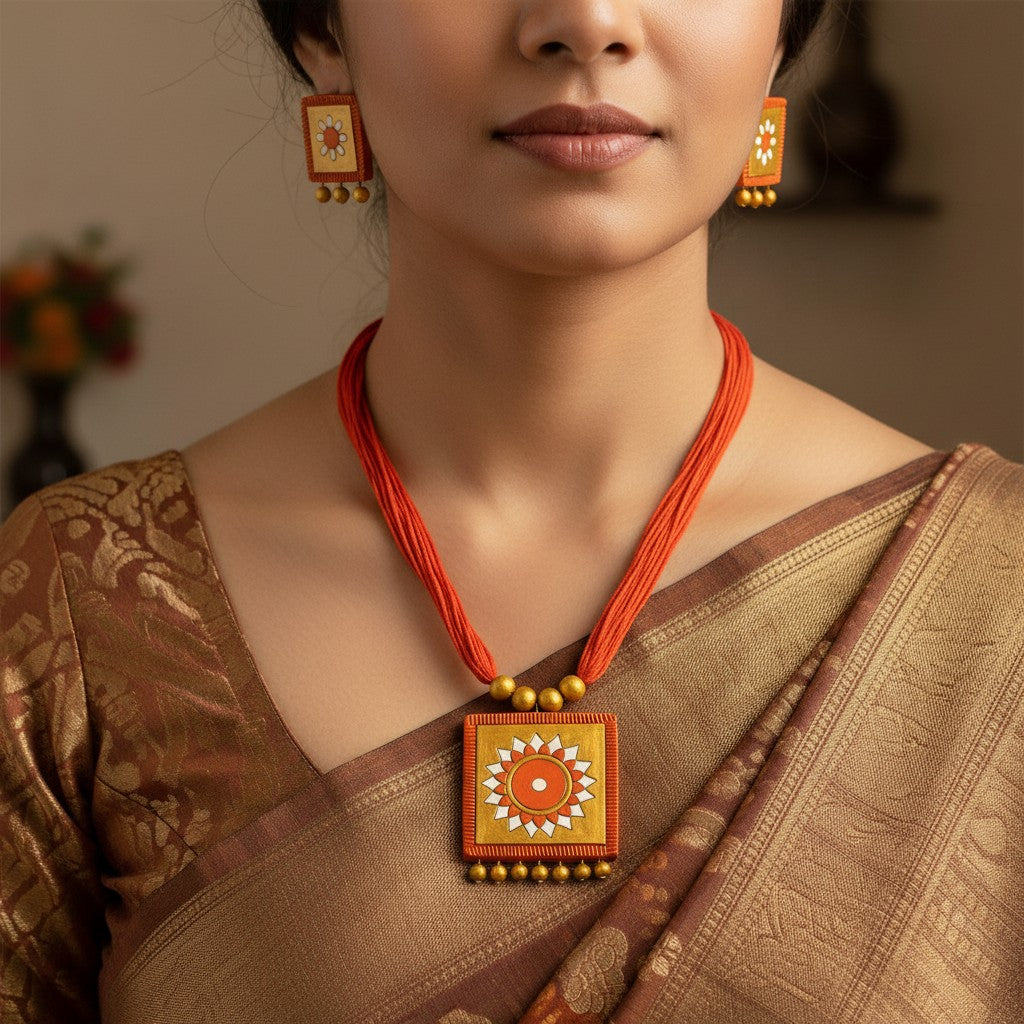 Handmade Terracotta Jewelry Set for Woman TRN115