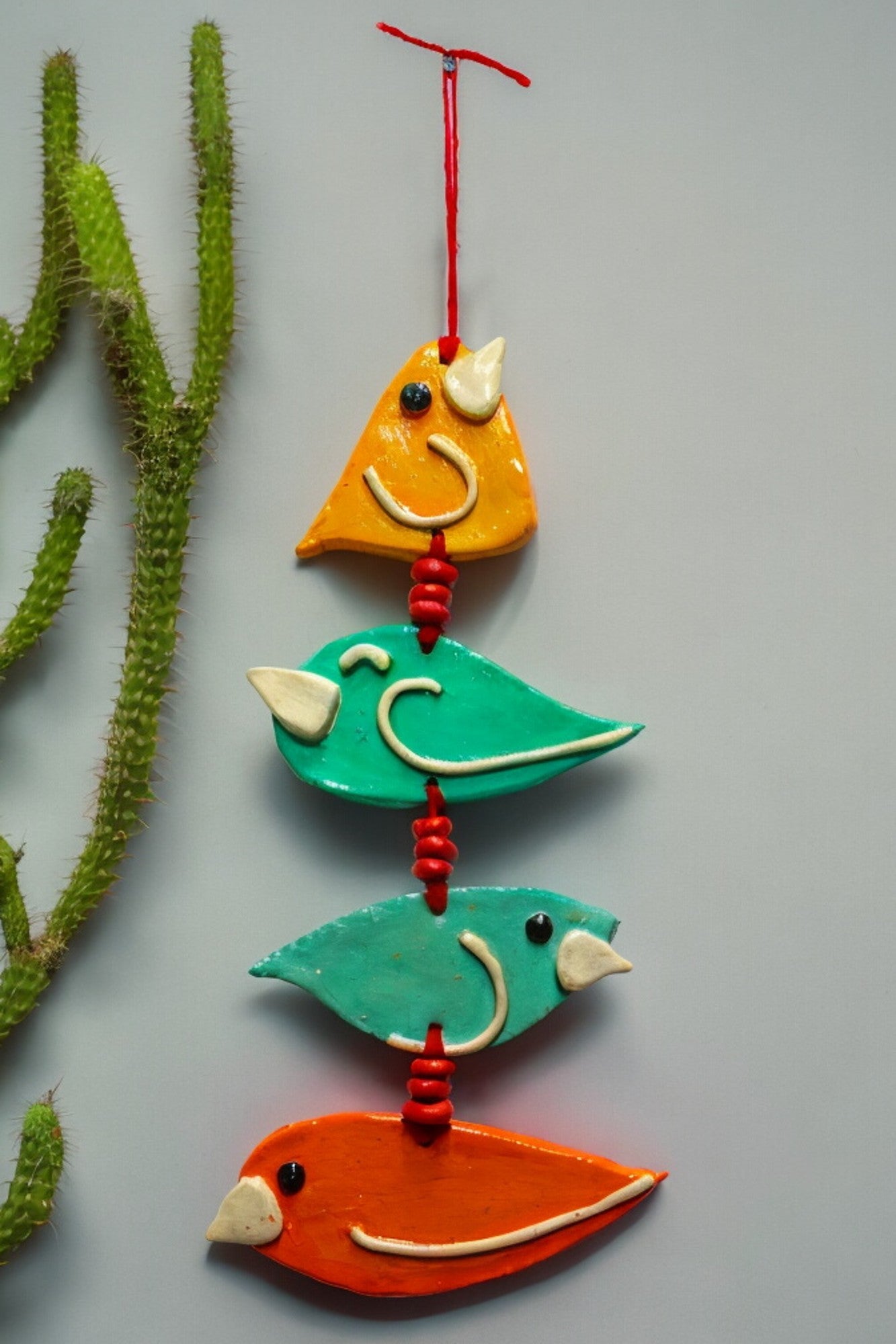 Handmade and Hand Painted Clay Art Birds Wall Hanging CRT002