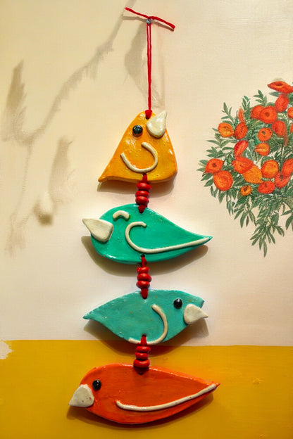 Handmade and Hand Painted Clay Art Birds Wall Hanging CRT002