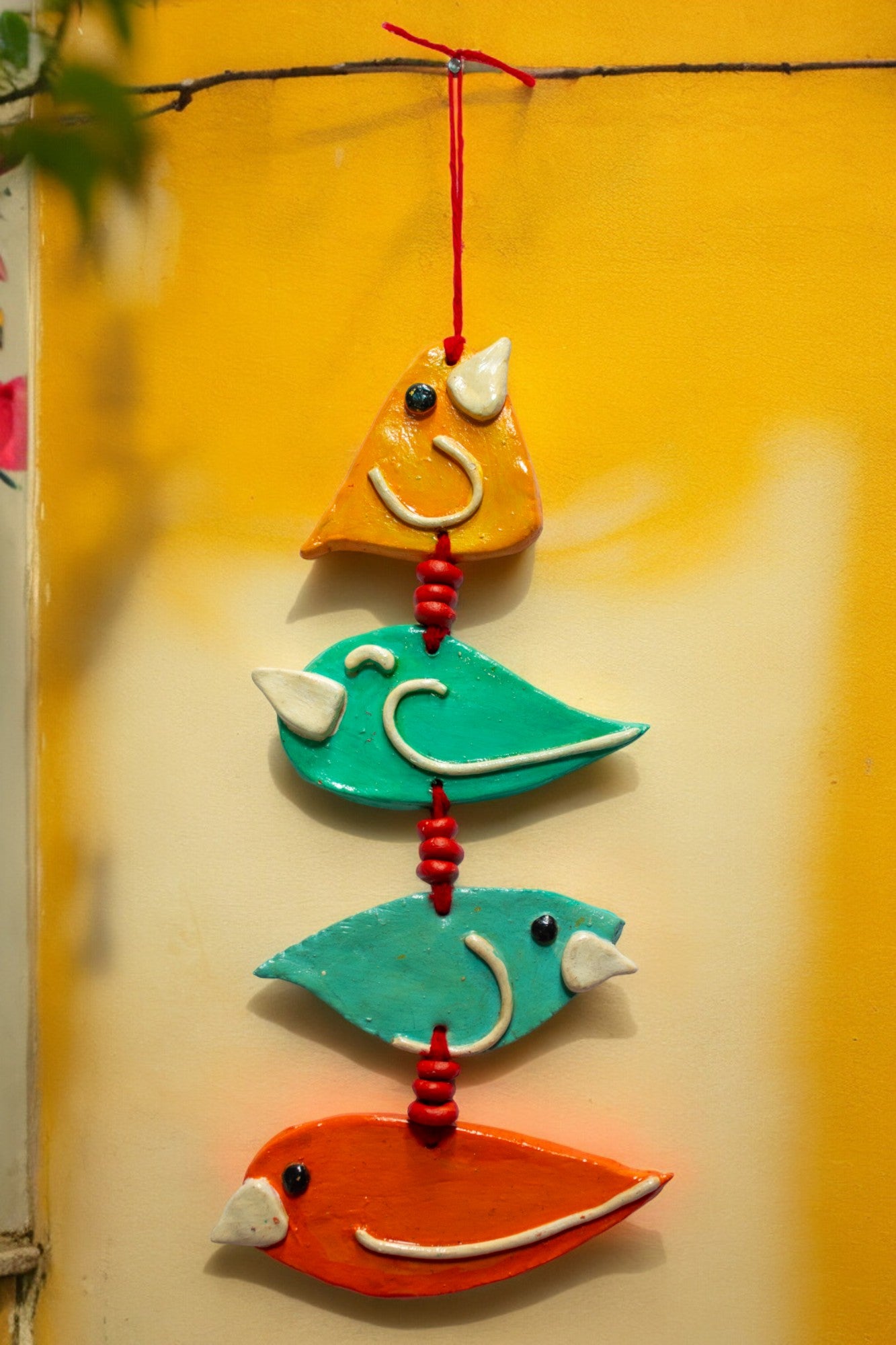 Handmade and Hand Painted Clay Art Birds Wall Hanging CRT002