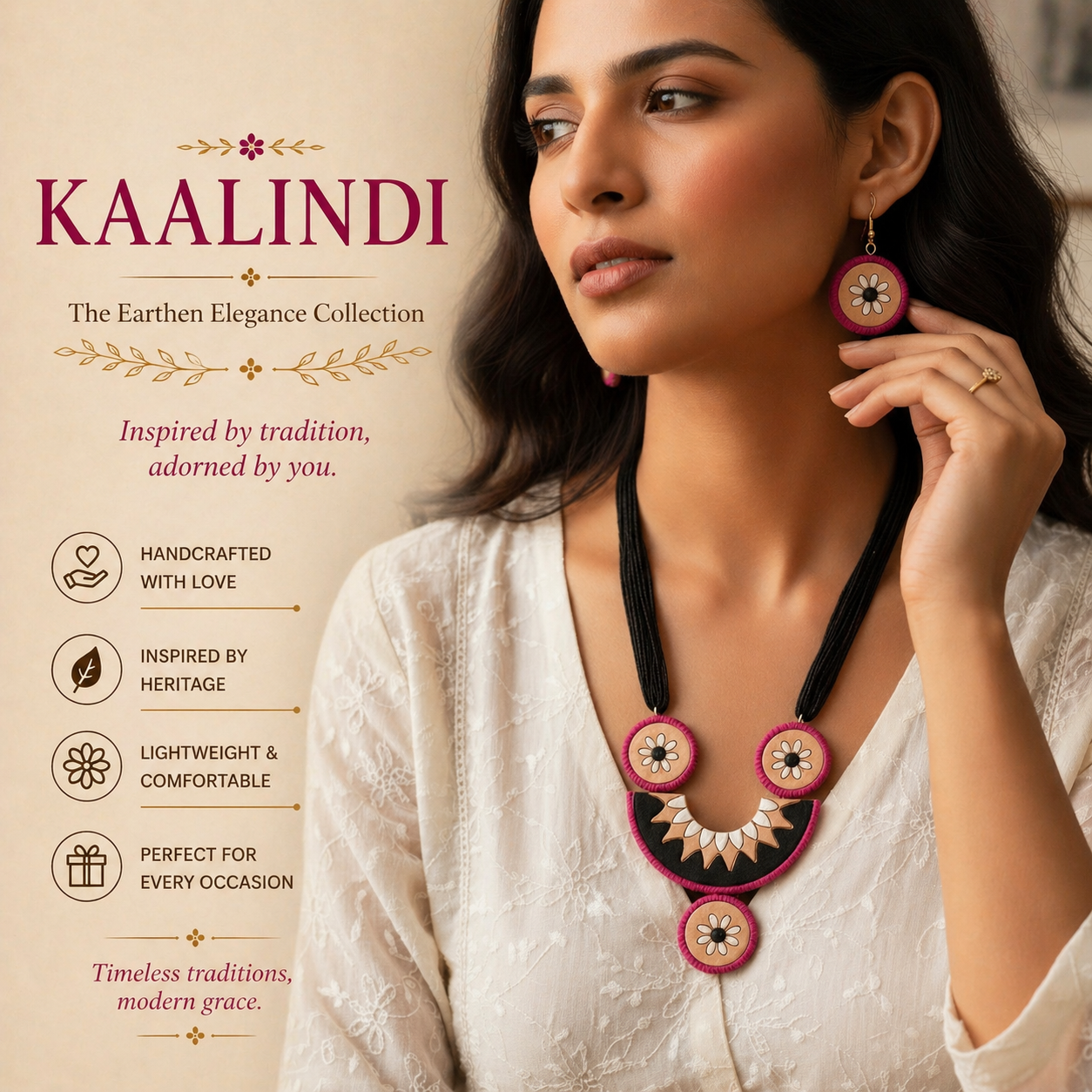 Handmade Terracotta Jewelry Set for Woman TRN108