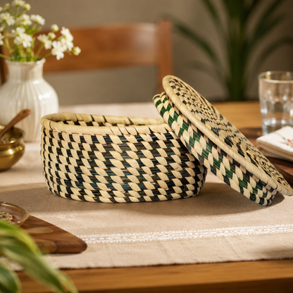 Handcrafted Sabai Grass AZO-Free Dyed 100% Natural Storage Box/Utility Box (H x L x B = 3 inch x 7 inch x 5 inch) SBG04