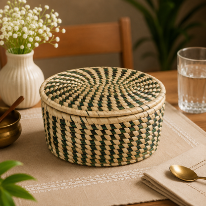 Handcrafted Sabai Grass AZO-Free Dyed 100% Natural Storage Box/Utility Box (H x L x B = 3 inch x 7 inch x 5 inch) SBG04
