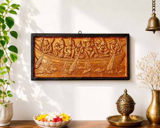 Handmade Terracotta Bankura Wall Hanging Tile in Black & Bronze color| Traditional Indian Wall Décor | T20 | 10 x 5 Inch