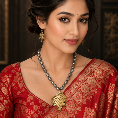 Dhokra Art Brass Metal Jewellery with Natural Pearl Beads for Women D88