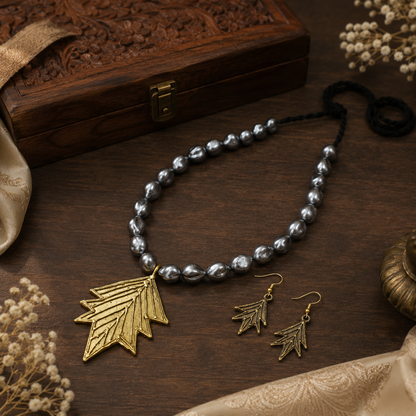 Dhokra Art Brass Metal Jewellery with Natural Pearl Beads for Women D88
