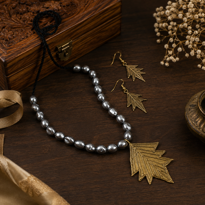 Dhokra Art Brass Metal Jewellery with Natural Pearl Beads for Women D88