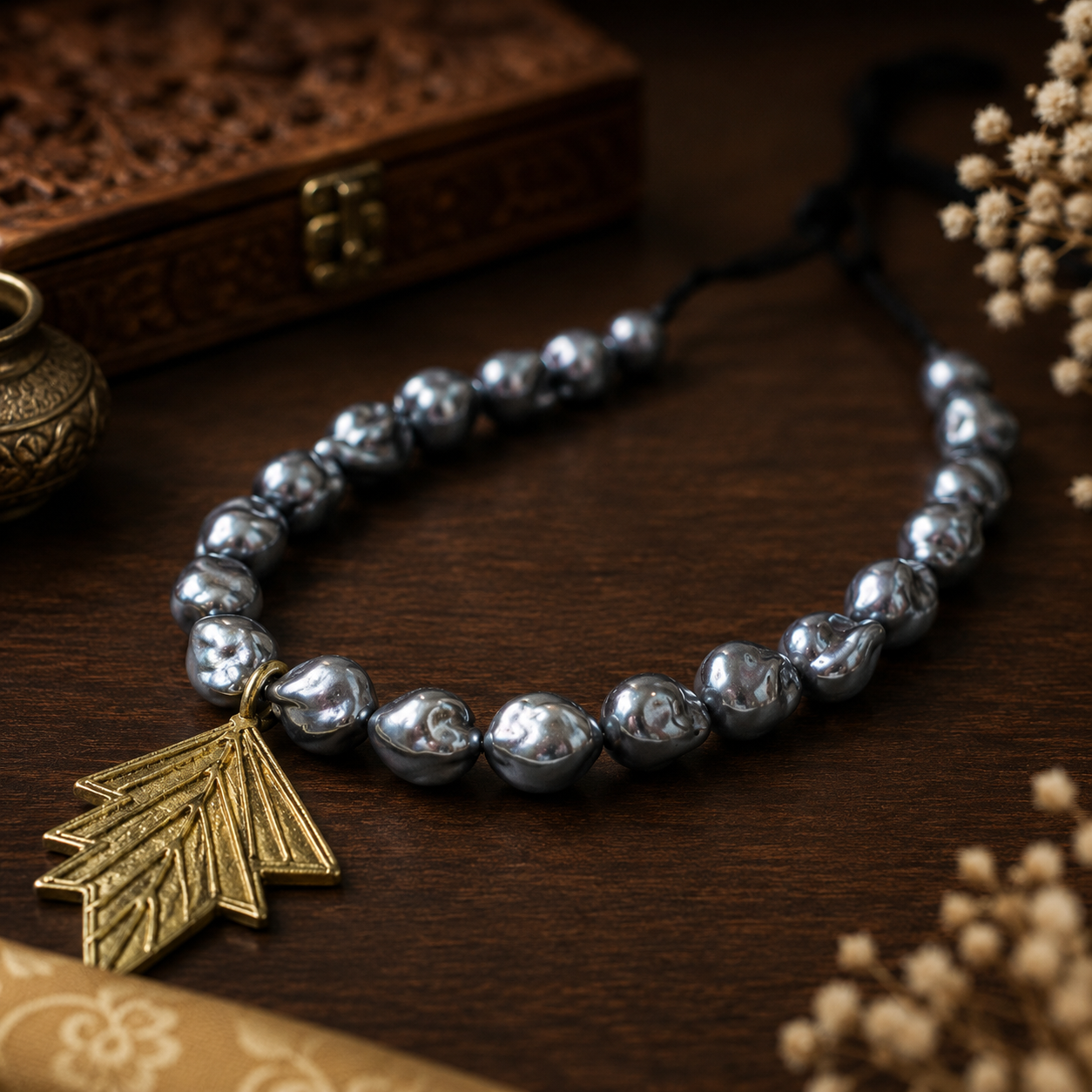 Dhokra Art Brass Metal Jewellery with Natural Pearl Beads for Women D88