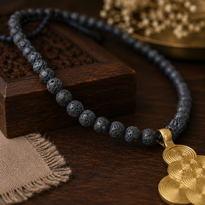 Dhokra Art Brass Metal Jewellery with Natural Lava beads for Women D86