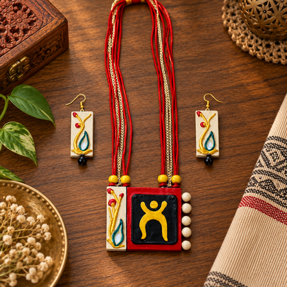 Handcrafted Terracotta Jewellery Set for Women | Indian Traditional Clay Necklace & Earrings | Ethnic Fashion Jewellery | TRN160