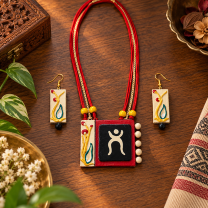 Handcrafted Terracotta Jewellery Set for Women | Indian Traditional Clay Necklace & Earrings | Ethnic Fashion Jewellery | TRN160