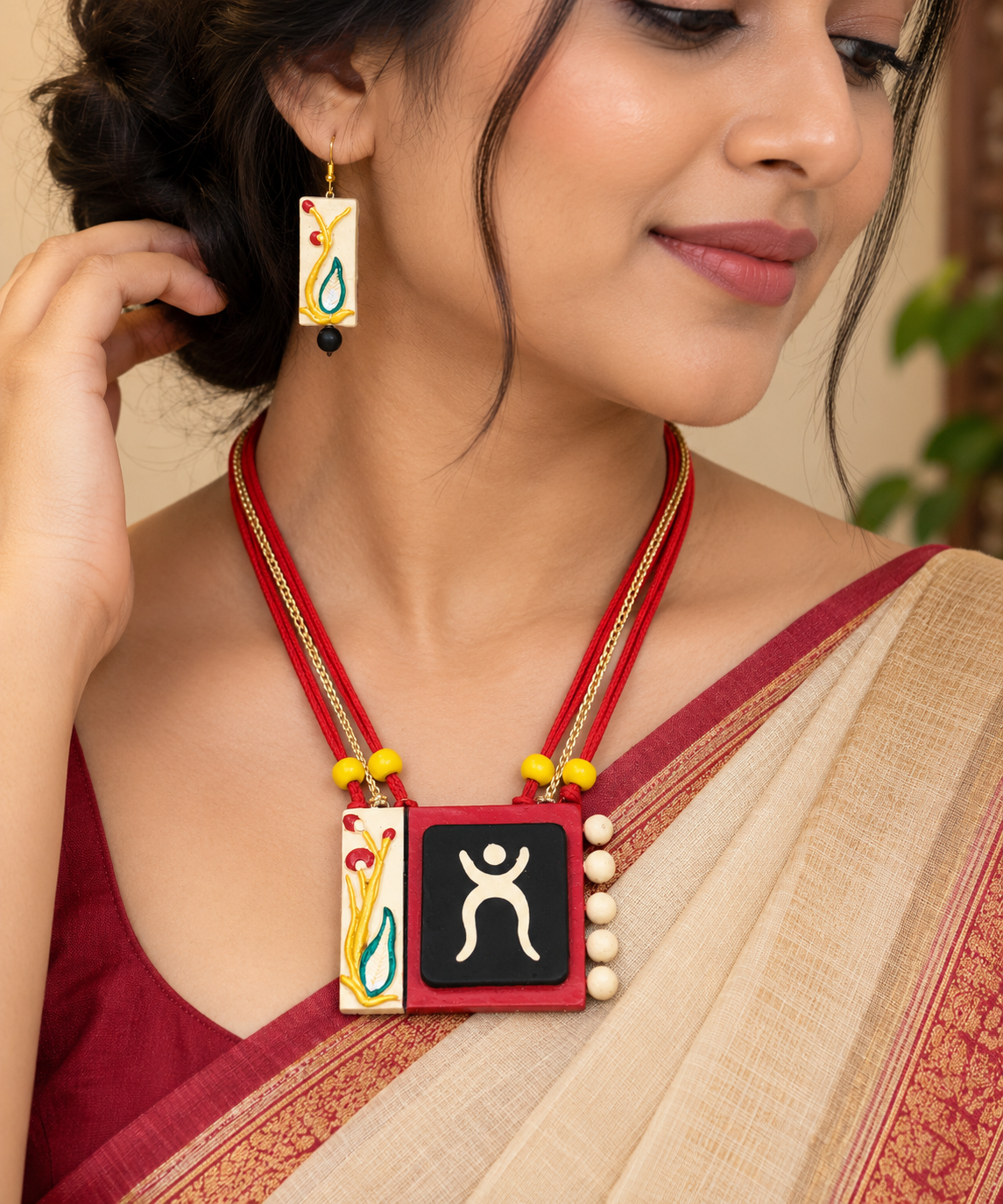Handcrafted Terracotta Jewellery Set for Women | Indian Traditional Clay Necklace & Earrings | Ethnic Fashion Jewellery | TRN160