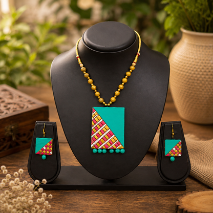 Handcrafted Terracotta Jewellery Set for Women | Indian Traditional Clay Necklace & Earrings | Ethnic Fashion Jewellery | TRN178