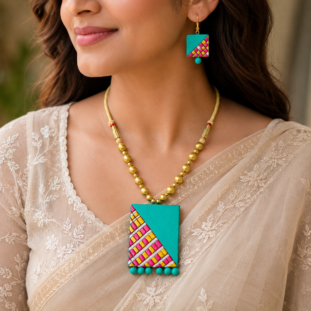 Handcrafted Terracotta Jewellery Set for Women | Indian Traditional Clay Necklace & Earrings | Ethnic Fashion Jewellery | TRN178