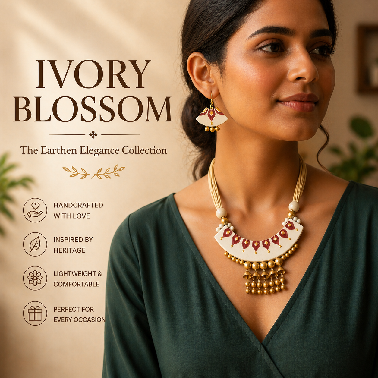 Handmade Terracotta Jewelry Set for Woman TRN107