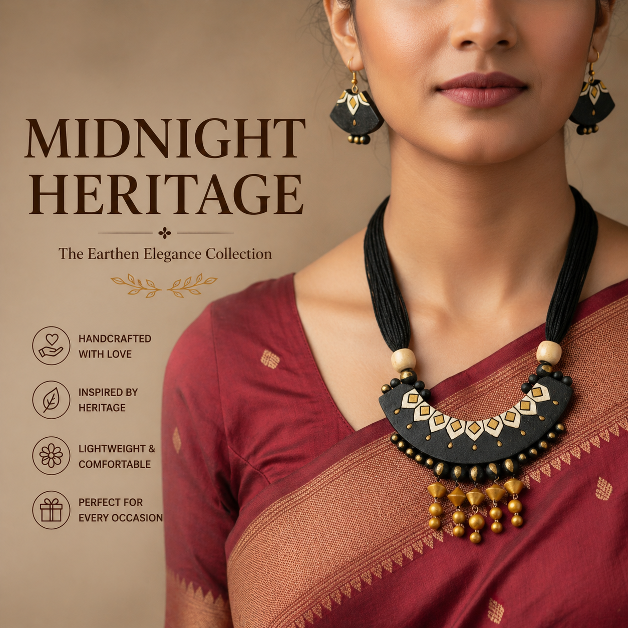 Handmade Terracotta Jewelry Set for Woman TRN107