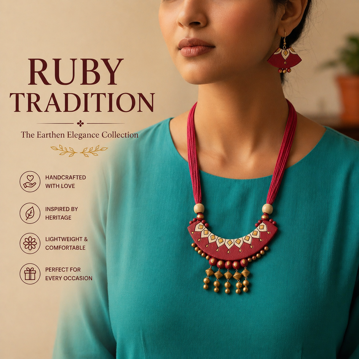 Handmade Terracotta Jewelry Set for Woman TRN107