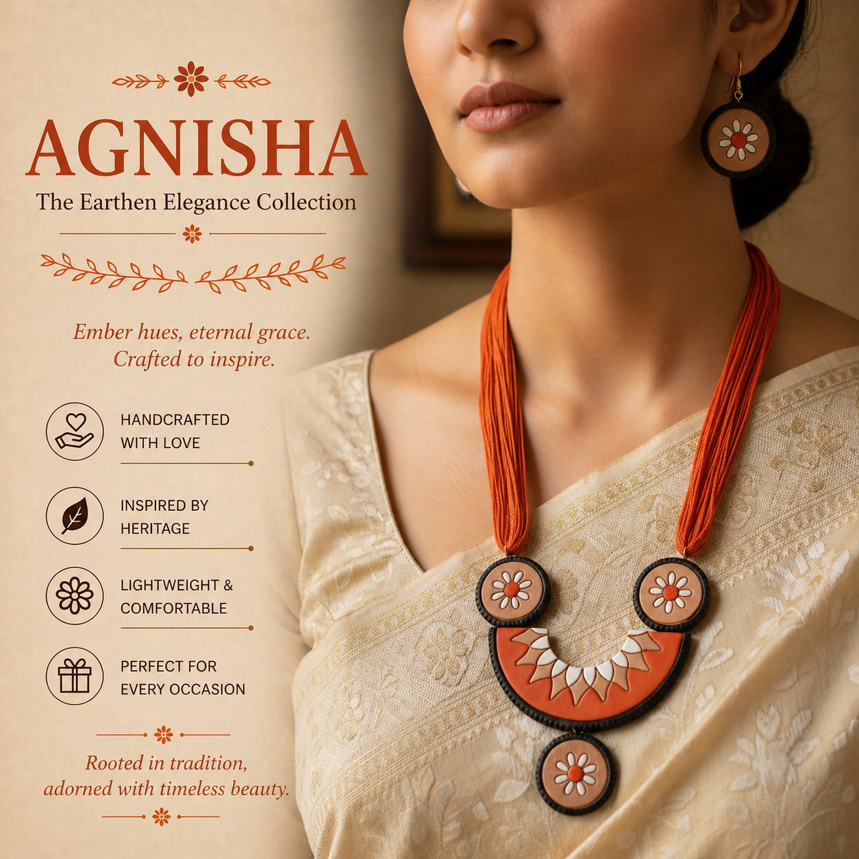 Handmade Terracotta Jewelry Set for Woman TRN108