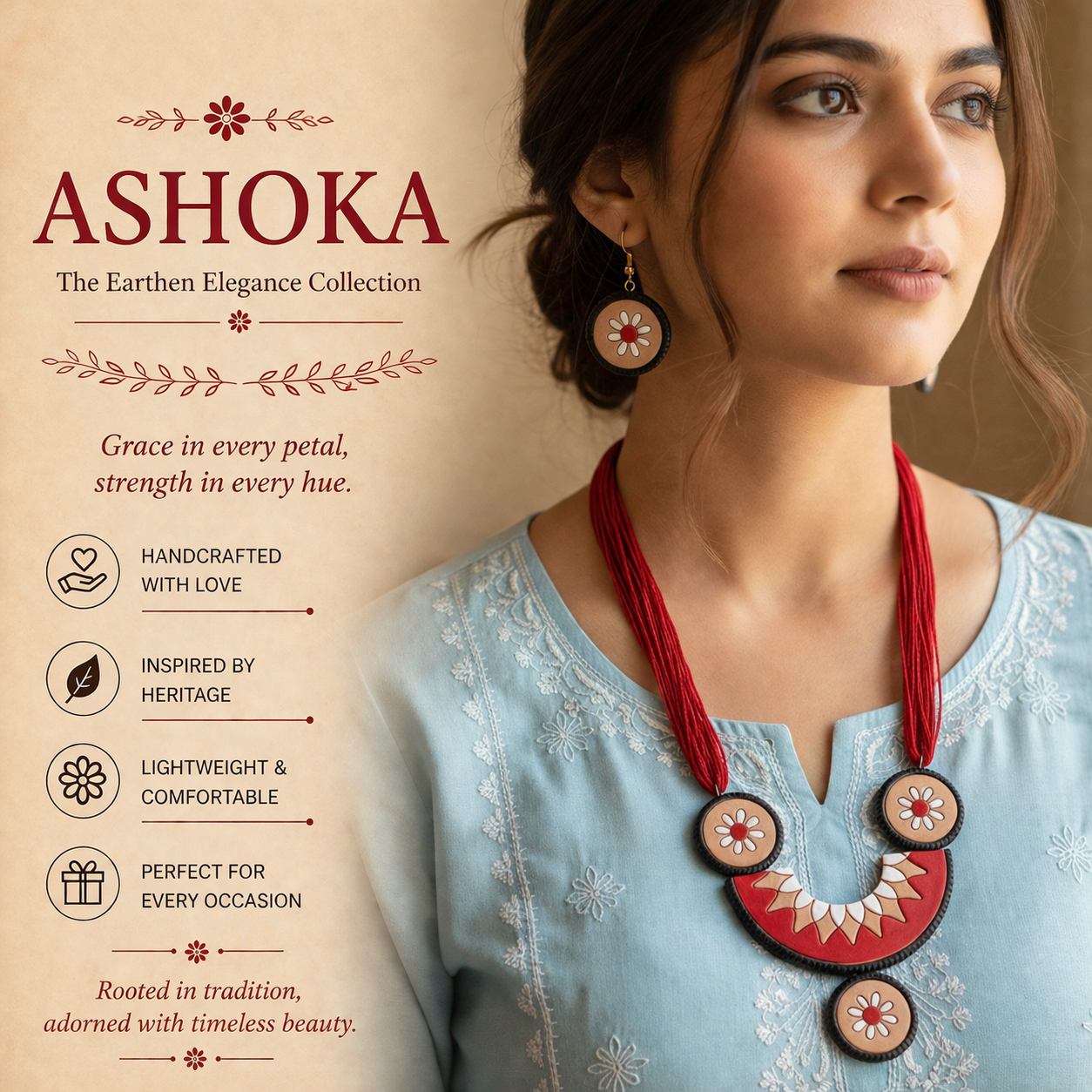 Handmade Terracotta Jewelry Set for Woman TRN108