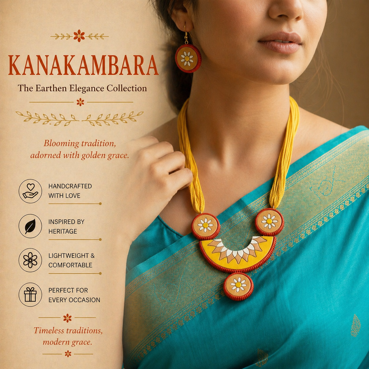 Handmade Terracotta Jewelry Set for Woman TRN108