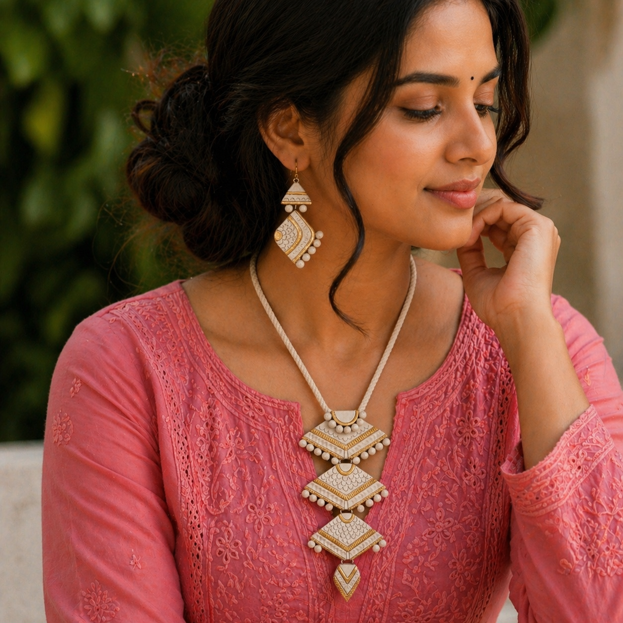 Handmade Terracotta Jewelry Set for Woman TRN125