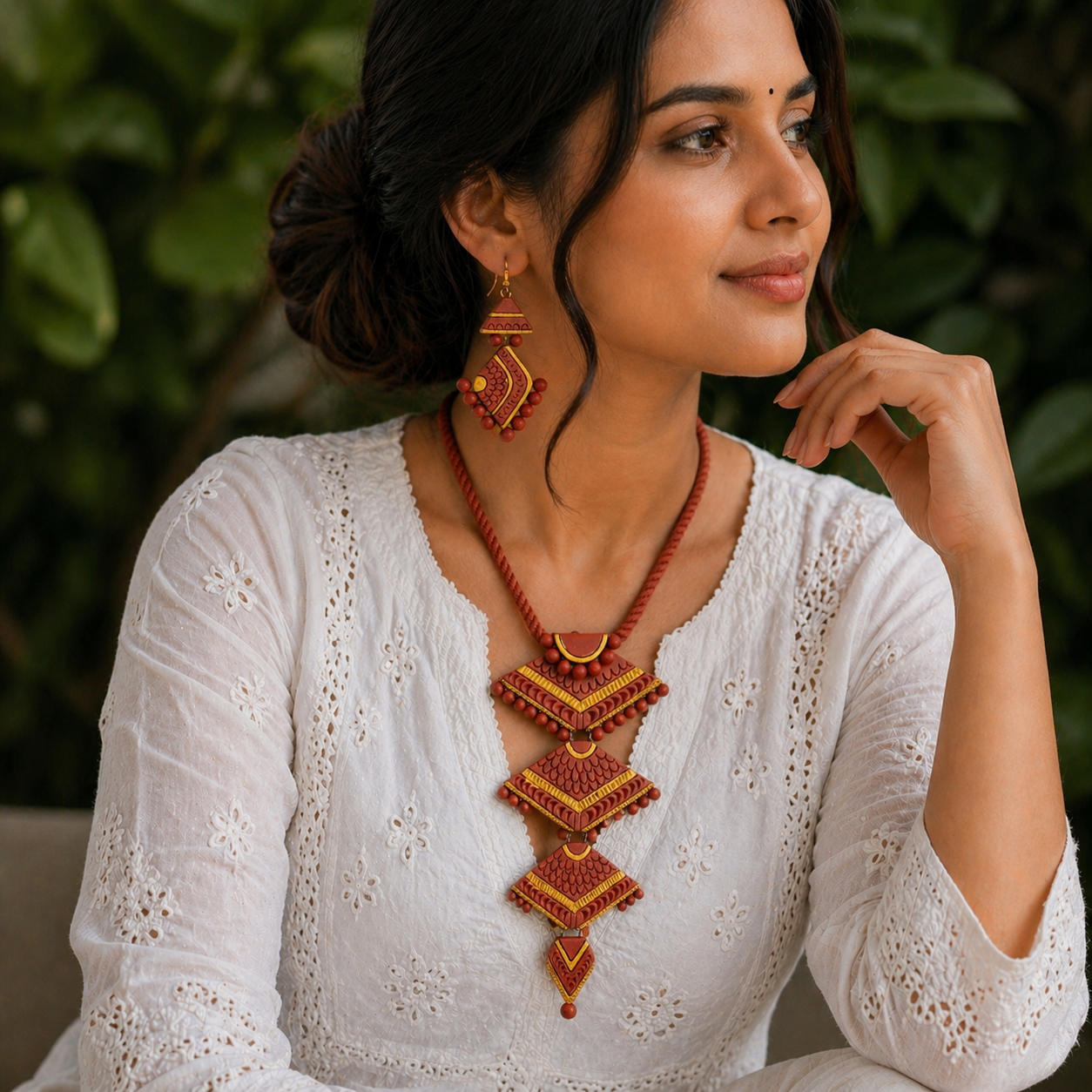 Handmade Terracotta Jewelry Set for Woman TRN125
