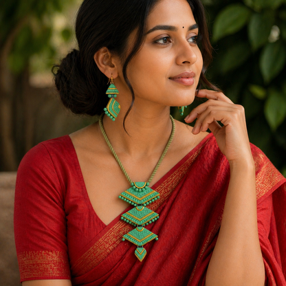 Handmade Terracotta Jewelry Set for Woman TRN125