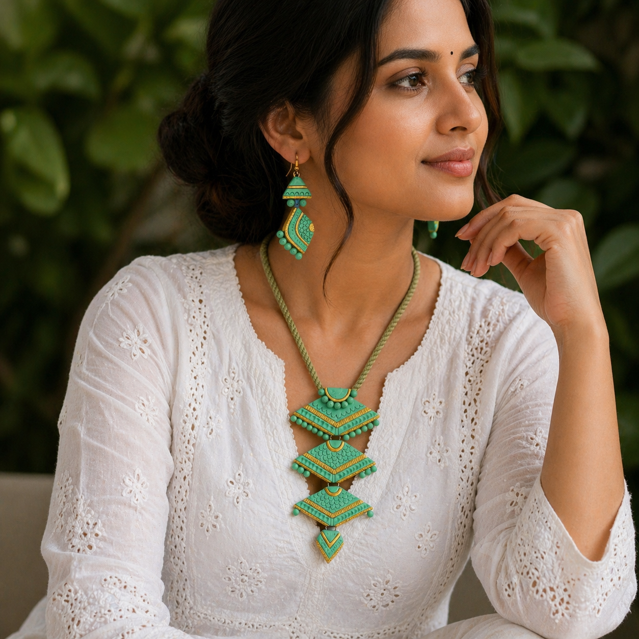 Handmade Terracotta Jewelry Set for Woman TRN125