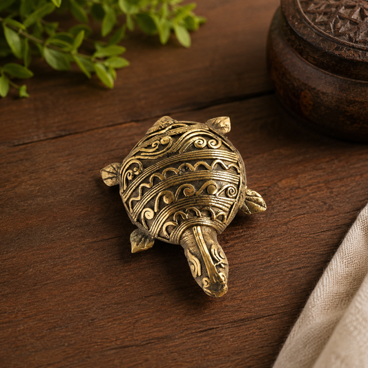 Dhokra Art Brass Metal Samll Size Turtle Vastu Showpiece for Home Decor|| D23