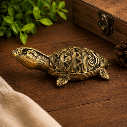 Dhokra Art Brass Metal Samll Size Turtle Vastu Showpiece for Home Decor|| D23