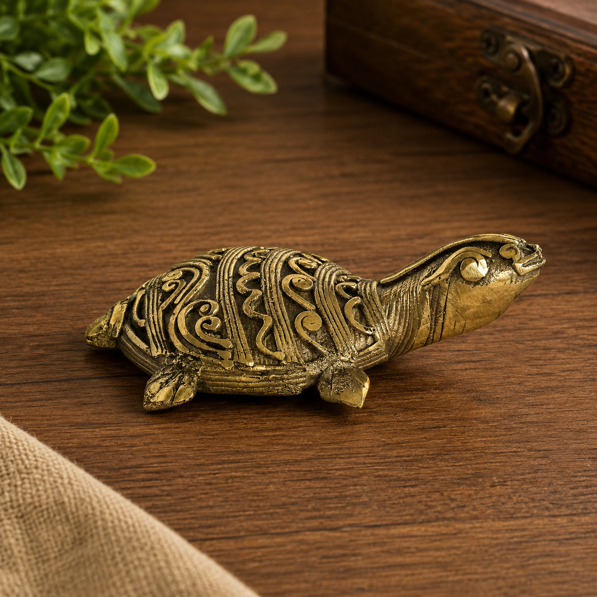 Dhokra Art Brass Metal Samll Size Turtle Vastu Showpiece for Home Decor|| D23