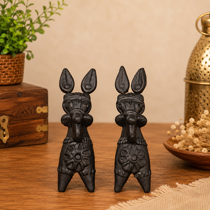 Terracotta Bankura Horse Set of 2 – Handmade Traditional Bengali Decorative Showpiece for Home & Office Décor | 6 x 2 x 3 Inch