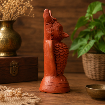 SHILPOGRAM Handcrafted Bankura Terracotta Owl | Traditional Handmade Decorative Showpiece | Ethnic Home Décor & Gift Item | 7 Inch |
