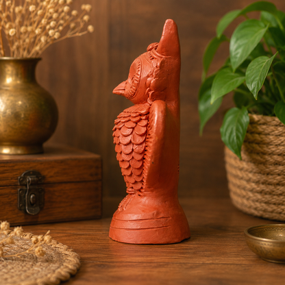 SHILPOGRAM Handcrafted Bankura Terracotta Owl | Traditional Handmade Decorative Showpiece | Ethnic Home Décor & Gift Item | 7 Inch |