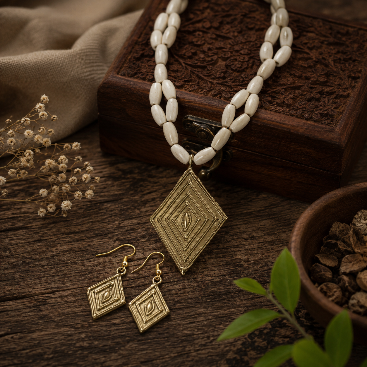 Dhokra Art Brass Metal Jewellery for Women D78