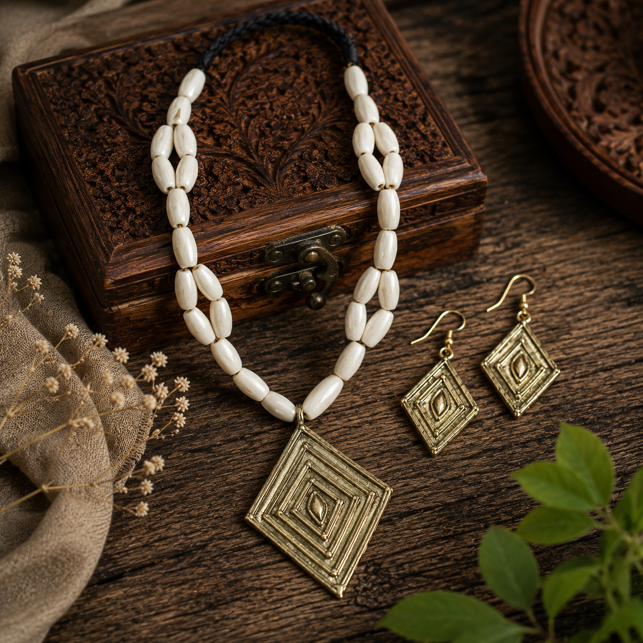 Dhokra Art Brass Metal Jewellery for Women D78