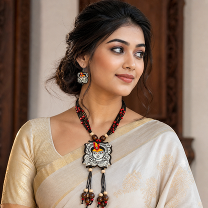 Handmade Terracotta Jewelry Set Devi Durga TRN122