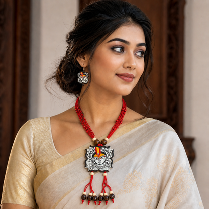 Handmade Terracotta Jewelry Set Devi Durga TRN122