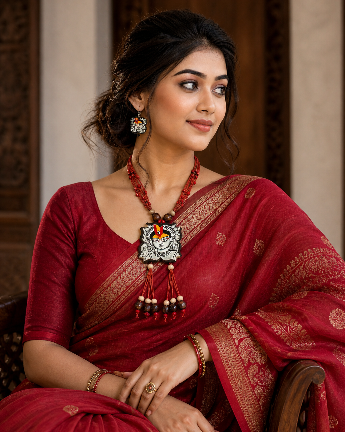 Handmade Terracotta Jewelry Set Devi Durga TRN122