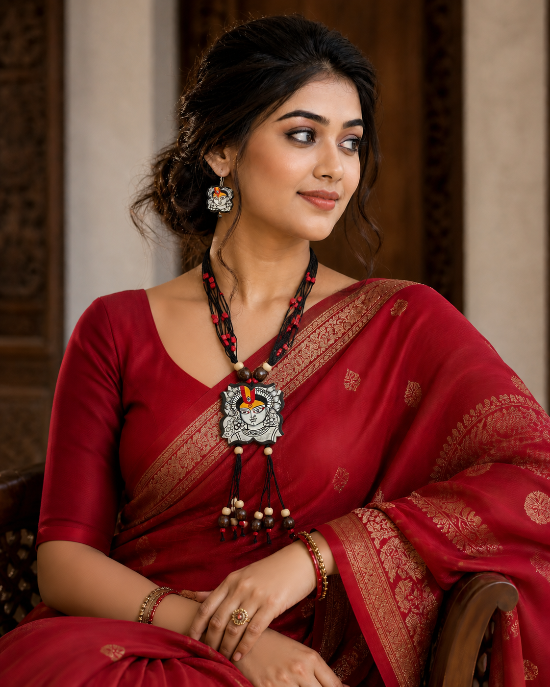 Handmade Terracotta Jewelry Set Devi Durga TRN122