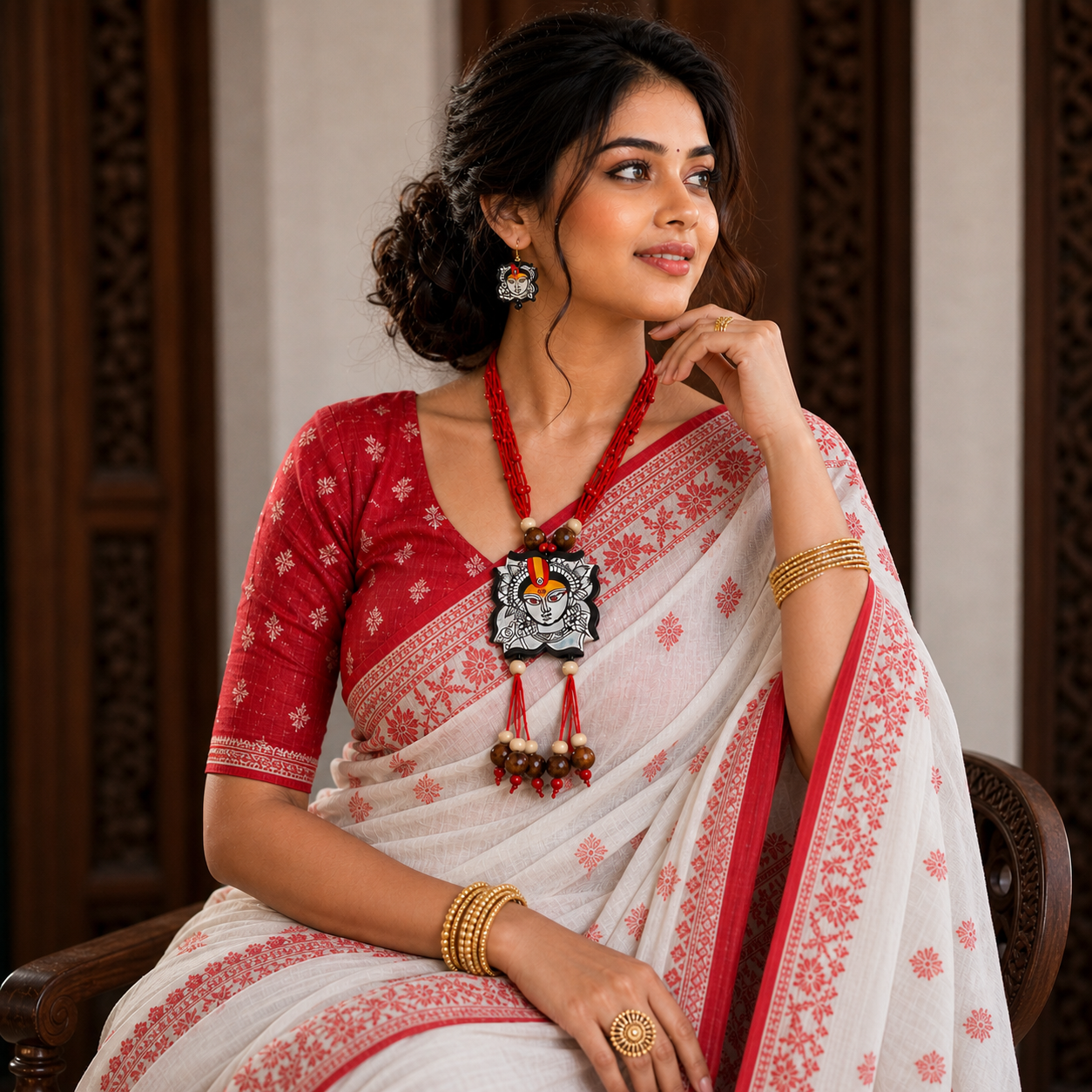 Handmade Terracotta Jewelry Set Devi Durga TRN122
