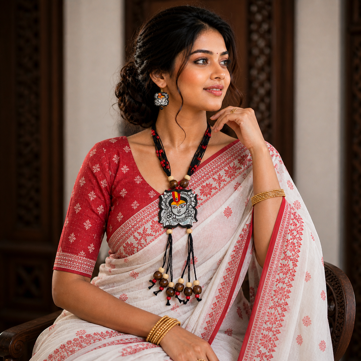 Handmade Terracotta Jewelry Set Devi Durga TRN122