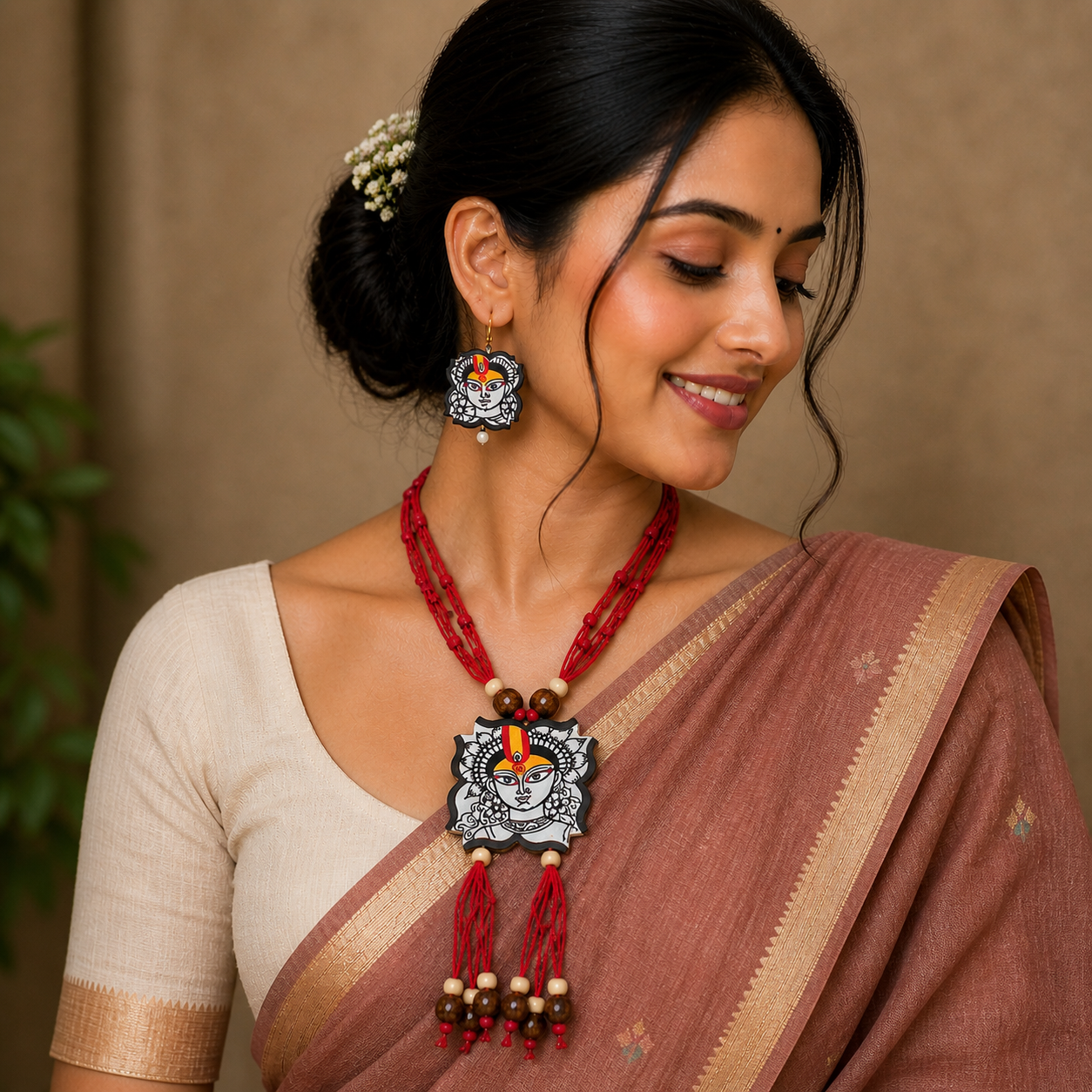 Handmade Terracotta Jewelry Set Devi Durga TRN122