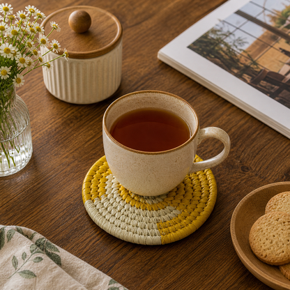 Handmade Sabai Grass Coasters (Set of 4) || Diameter 4"