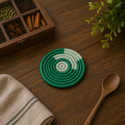 Handmade Sabai Grass Coasters (Set of 4) || Diameter 4"