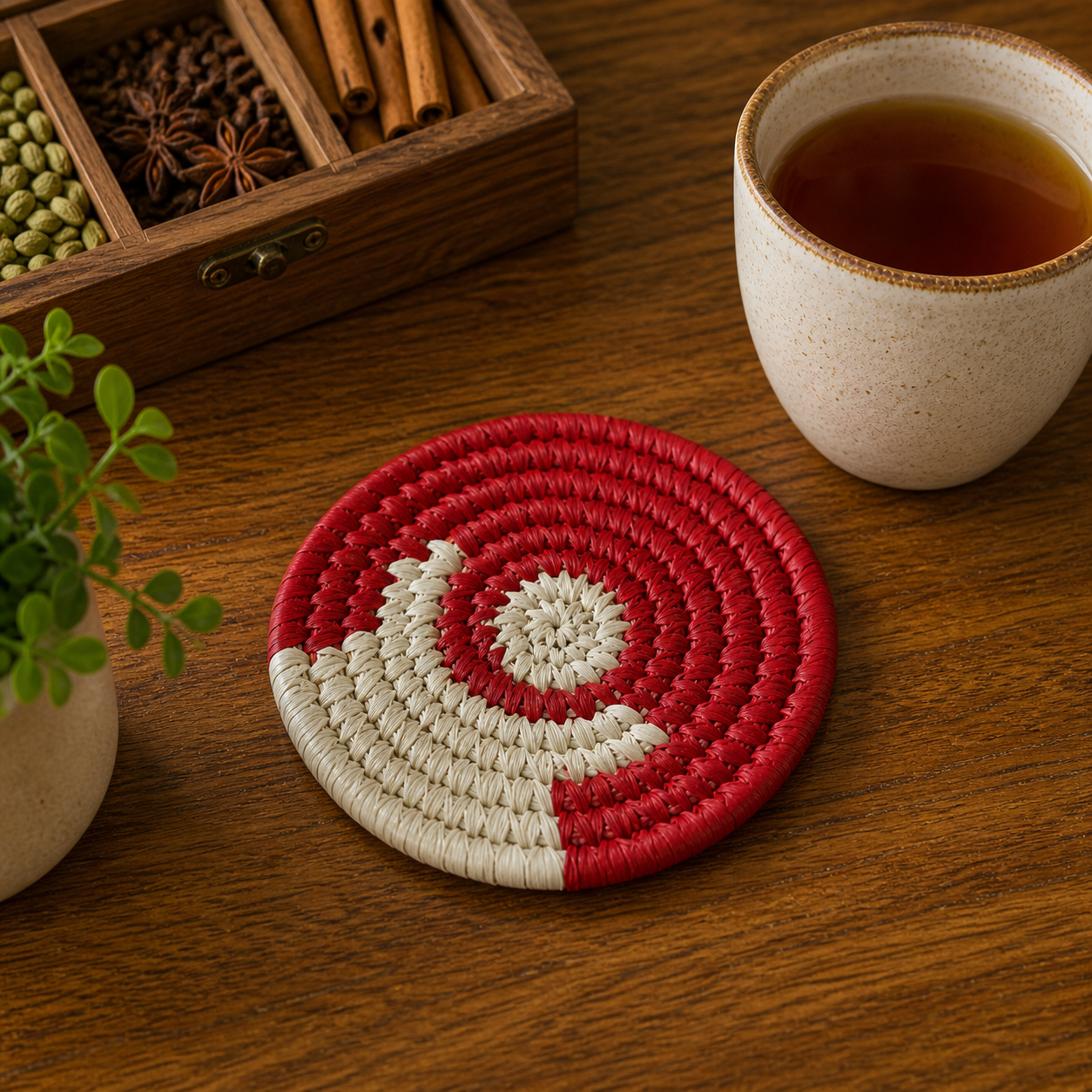 Handmade Sabai Grass Coasters (Set of 4) || Diameter 4"