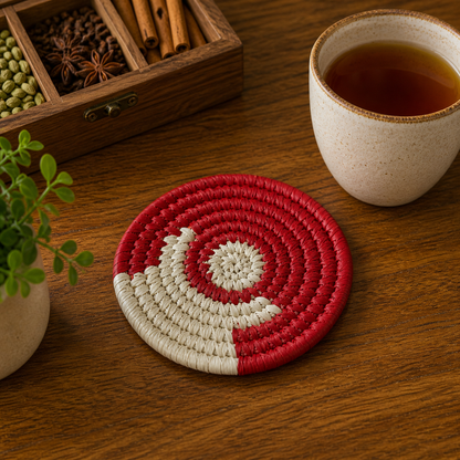 Handmade Sabai Grass Coasters (Set of 4) || Diameter 4"