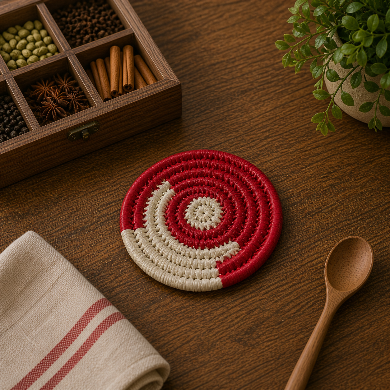 Handmade Sabai Grass Coasters (Set of 4) || Diameter 4"