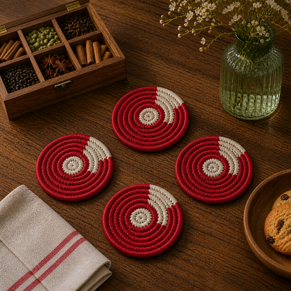 Handmade Sabai Grass Coasters (Set of 4) || Diameter 4"