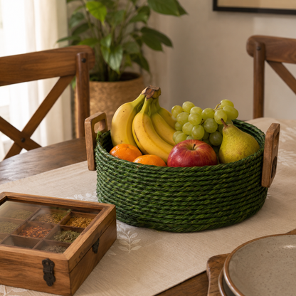 Handcrafted Sabai Grass AZO-Free Dyed 100% Natural Storage Box/Utility Box (H x L x B = 4 inch x 8 inch x 8 inch)